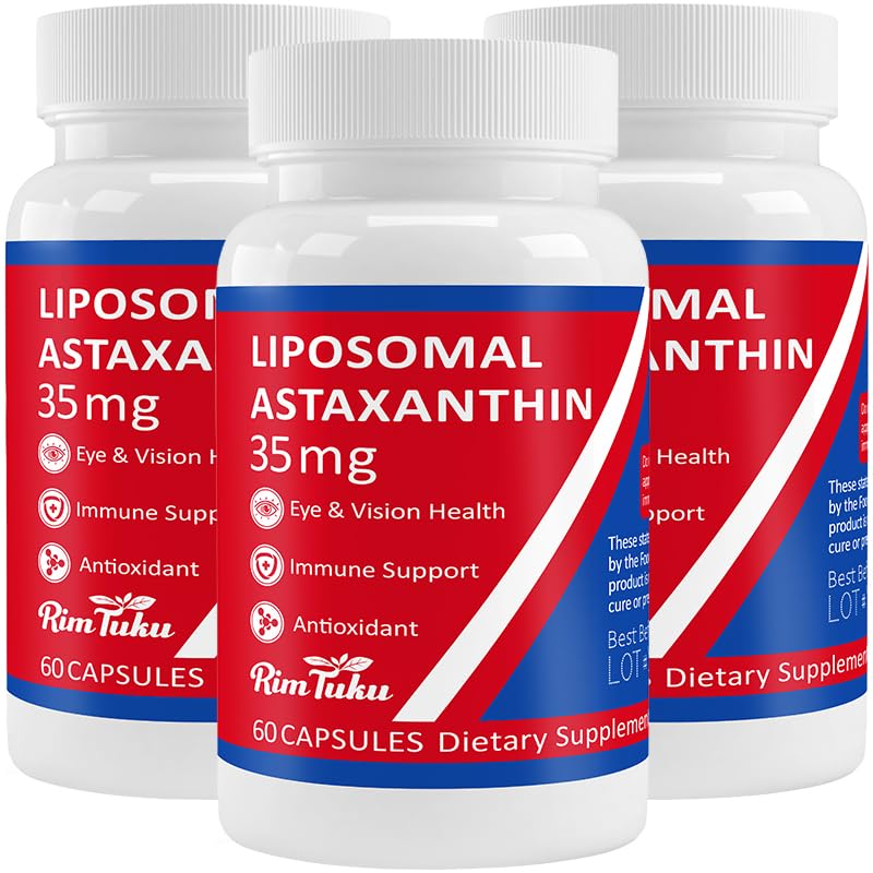 35 mg liposomski astaksantin dodatek - močna antioksidantna podpora za zdravje kože, sklepov in oči - naravna proti staranju Formula s čistim astaksantinom - vegan, non-GMO, 180 kapsul
