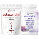 Mikro sestavine Astaksantin 12mg Softgels & Resveratrol NAD dodatki 3.000mg Veggie kapsule 