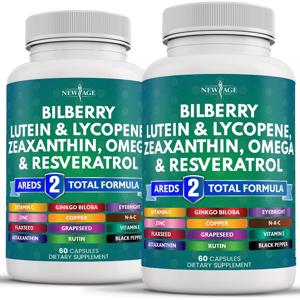 NOVO AGE Eye Health Vitamini z borovnico 300mg Lutein & Zeaksantin 40mg Likopen 40mg Resveratrol 100mg izvleček semen grozdja 200mg Astaksantin - Eye Vitamin -120 Count