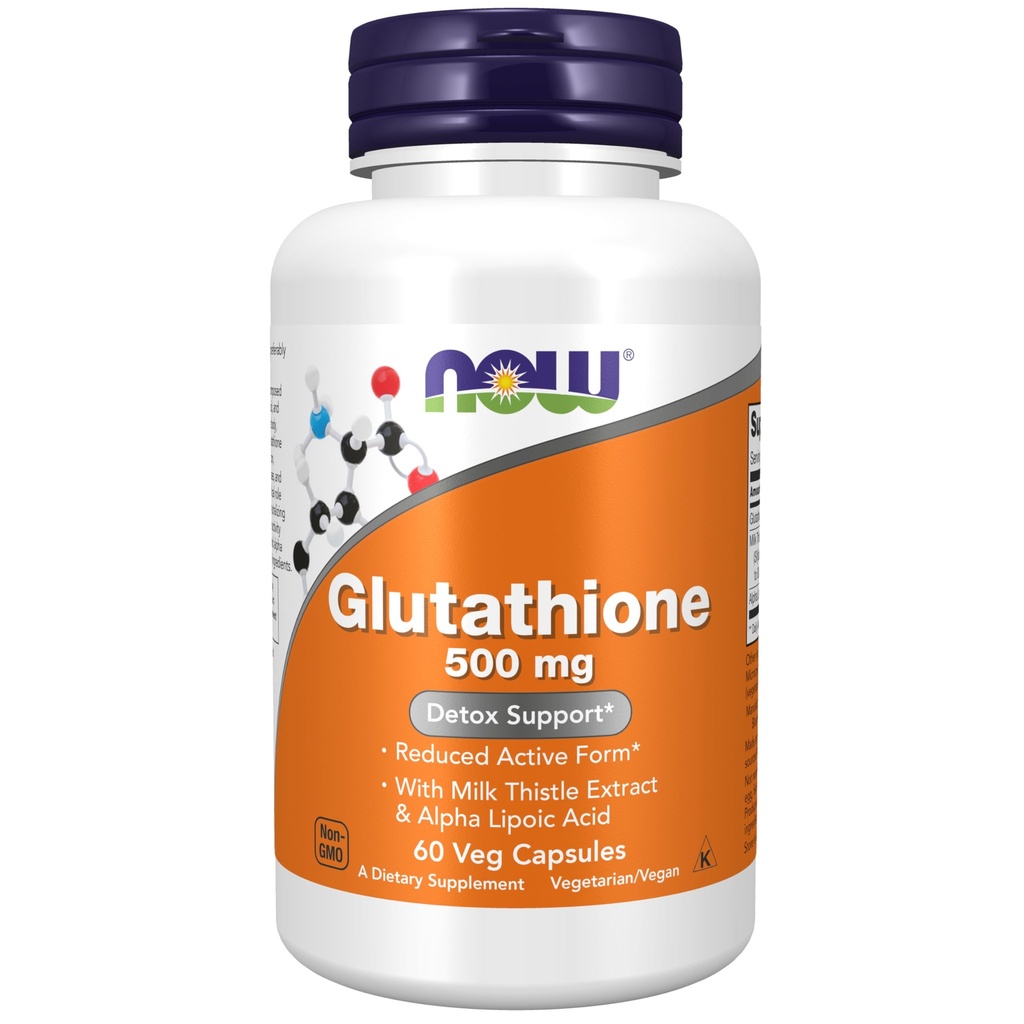NOW Foods Supplements, Glutatione 500 mg, z mlekom Thistle Extract & Alpha lipoična kislina, prosti radikalni nevtralizator*, 60 Veg kapsule