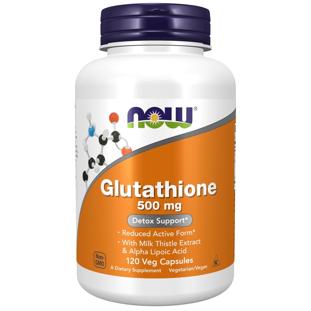 Now Foods Supplements, Glutatione 500 mg, z mlekom Thistle Extract & Alpha lipoična kislina, prosti radikalni nevtralizator*, 120 Veg kapsule, bež