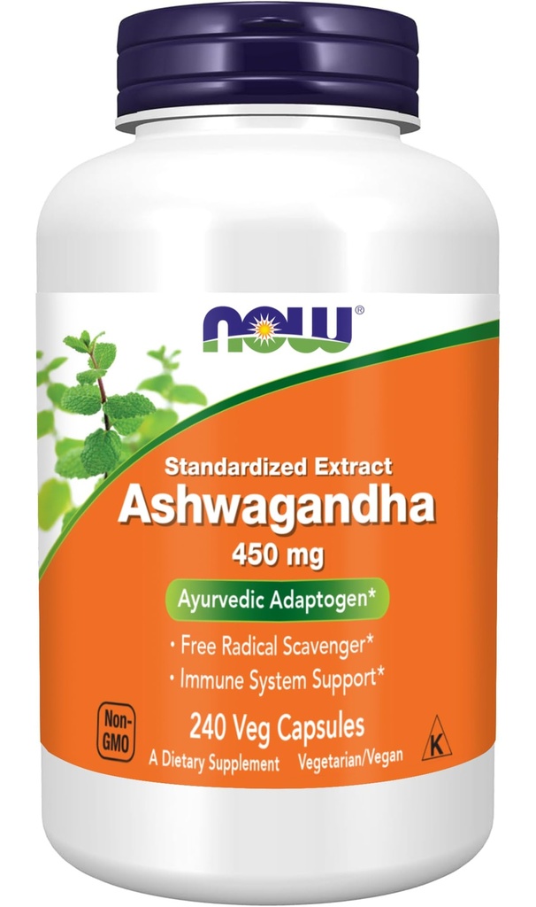 NOW Foods Ashwagandha Extract 450 mg Vegan, Kosher, Non-GMO - 240 Veg kapsule,