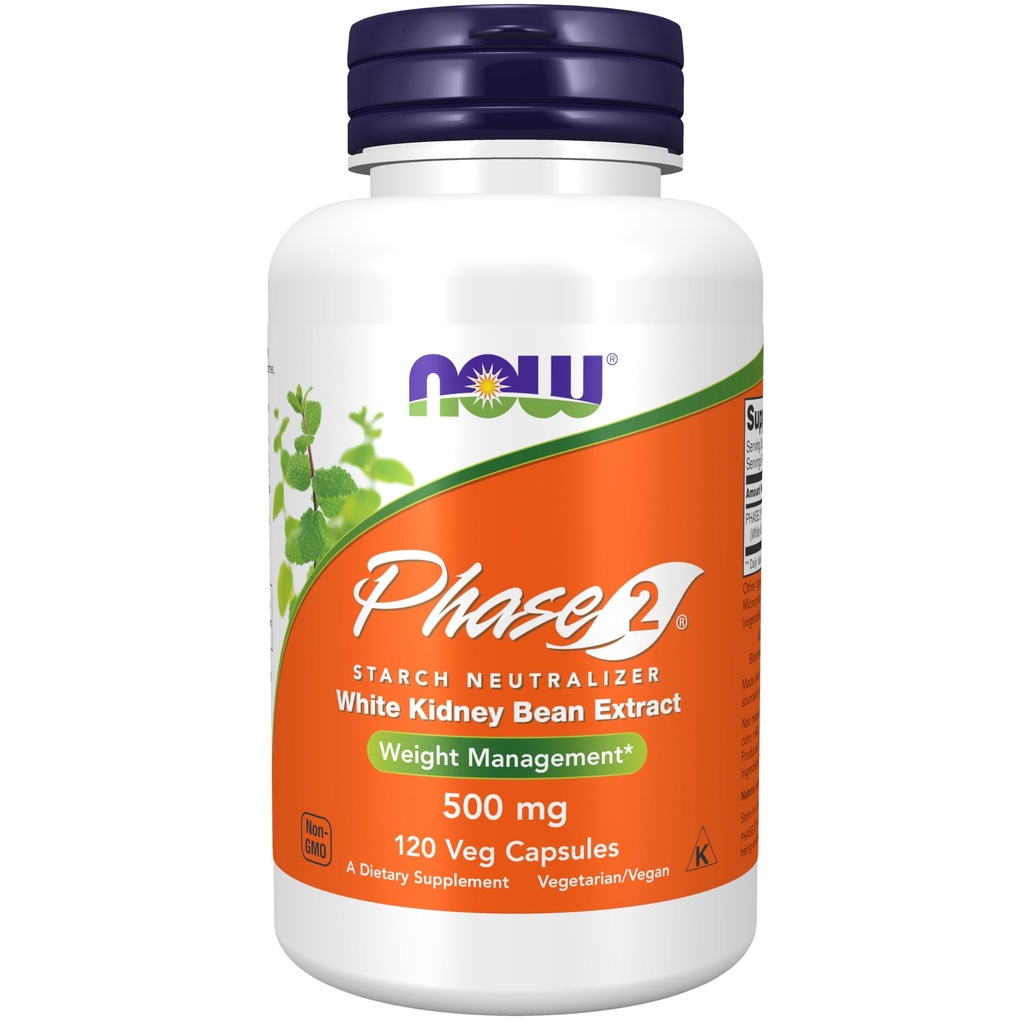 NOW Supplements, Faza 2® (Izvleček fižola bele ledvice) 500 mg, Upravljanje teže*, 120 Veg kapsule