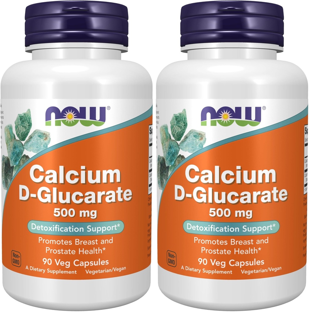 NOW Foods Supplements, kalcijev D-glukarat 500 mg, podpora za razstrupljanje*, 90 Veg kapsule (paket po 2)
