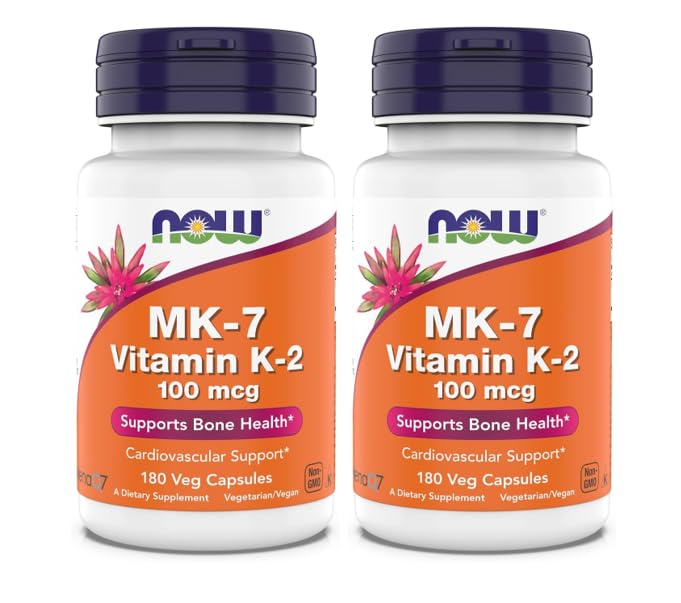 Zdaj dopolnila, MK-7 Vitamin K-2 100 mcg, Kardiovaskularna podpora*, Podpira zdravje kosti*, 180 Veg kapsule (paket po 2)