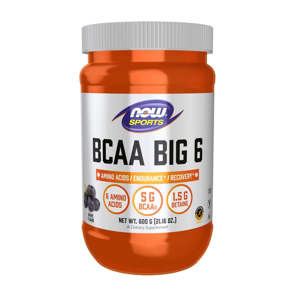 NOW Foods Sports Nutrition, BCAA (Branched Chain Aminokisline) Velika 6, Grozdna aroma, 600 Grams