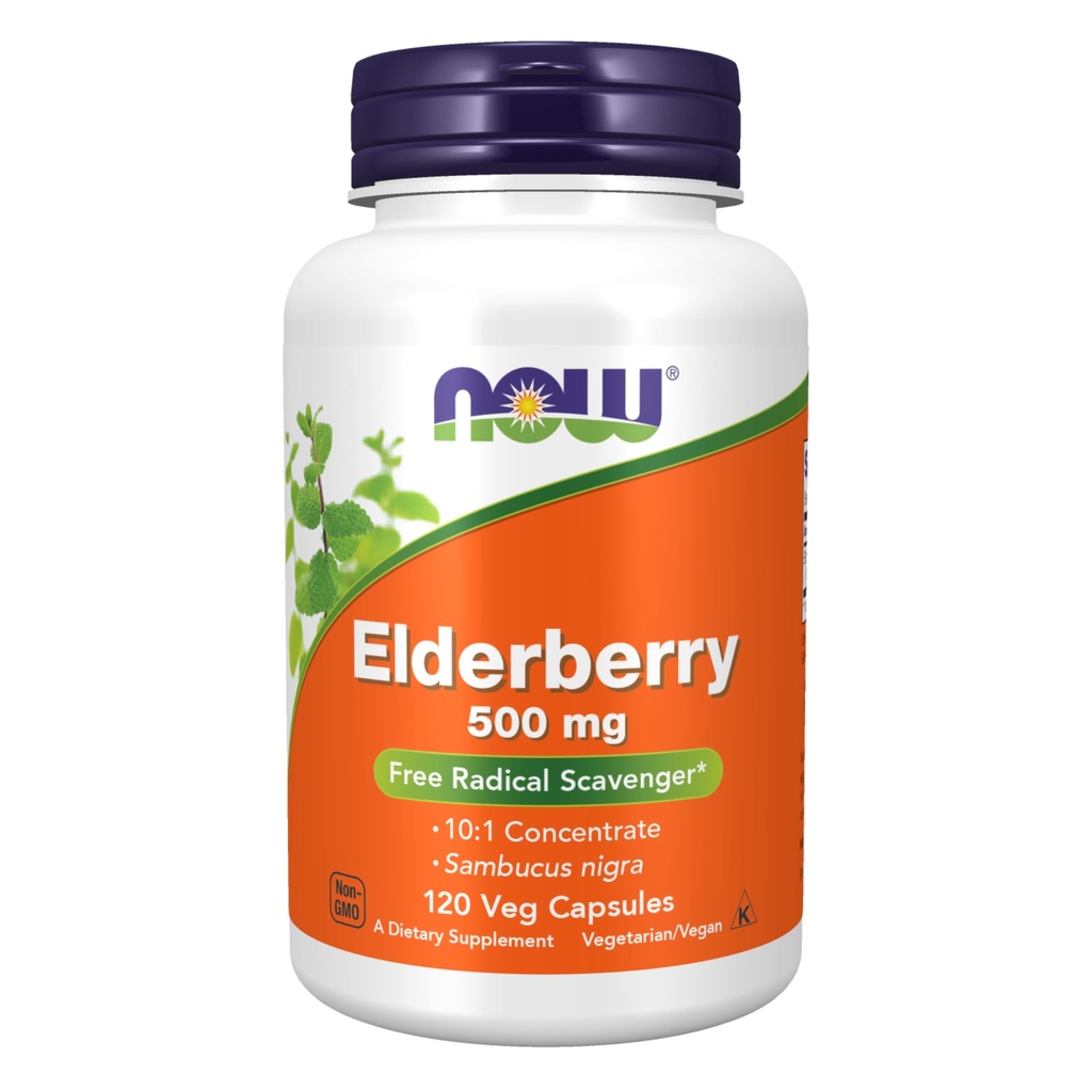 NOW Foods Supplements, Bezgova jagoda (Sambucus nigra) 500 mg, 10:1 koncentrat, 120 Veg kapsule