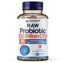 Zdrave Wellness Organic Raw Probiotics 100 milijard CFU, Dr Formulirane za ženske in moške, Popoln dodatek za odrasle s prebiotiki in pregestivnih encimov; 30 Kapsule, Rokavice Stable