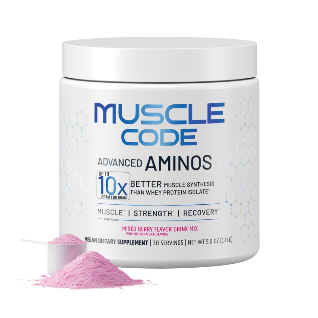 NaUTILUS Muscle Code Essential Amino Acid Powder Muscle Sinteza in popravila & moč naravna mešana jagodičja aroma – 30 Servisi klinično Študiran 0g sladkor, Keto, Vegan, Gluten Free, Dairy Free