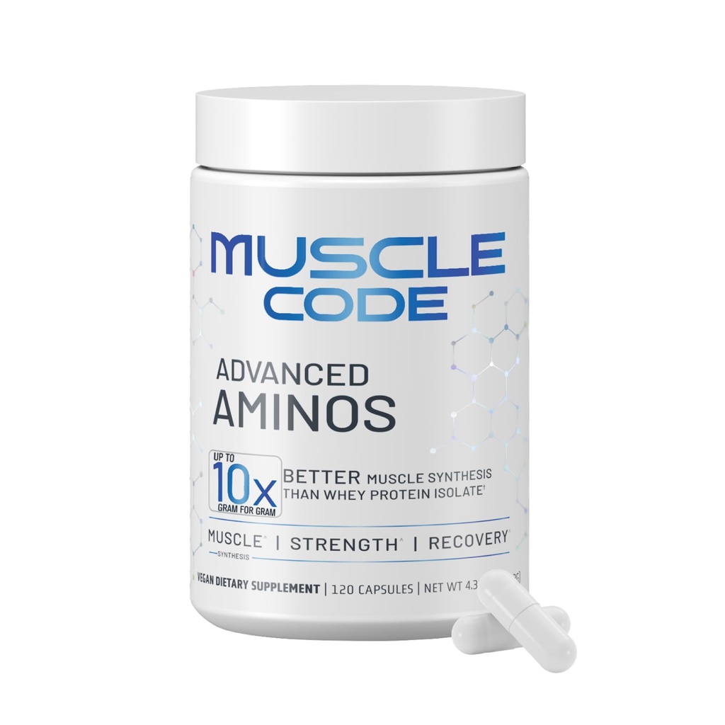 NAUTILUS Muscle Code Essential Amino Acid Kapsule – Sinteza mišic in popravila in moč – Unflavored – 30 Serving – klinično Študiran – 0g Sladkor, Keto, Vegan, Gluten Free, Dairy Free