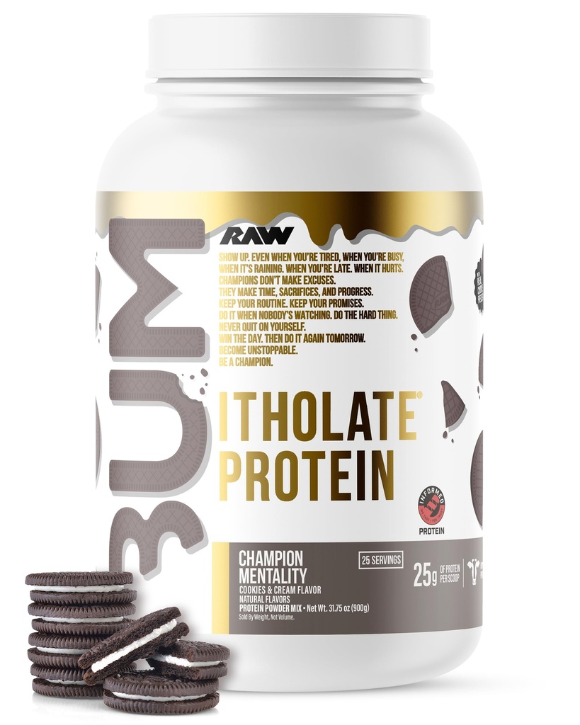 SUROVI Whey izolat beljakovin v prahu, Piškotki in krema (CBUM Itolate Protein) - Športna prehrana v prahu za rast in regeneracijo mišic - nizko maščobo, nizko ogljikovih hidratov- 25 Servisi
