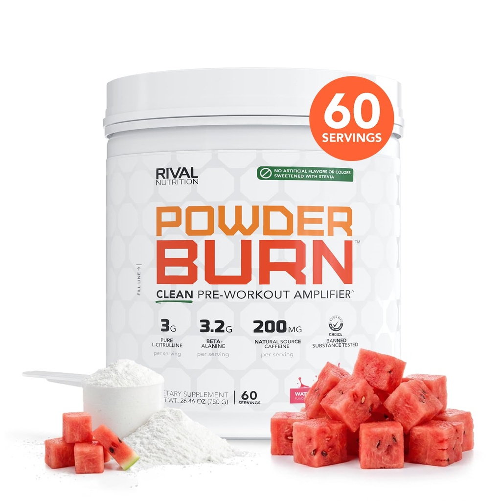 RIVAL HRANILNI V prahu Burn Pred-World Energy Powder za moške in ženske I lubenice Candy, 60 Servings 