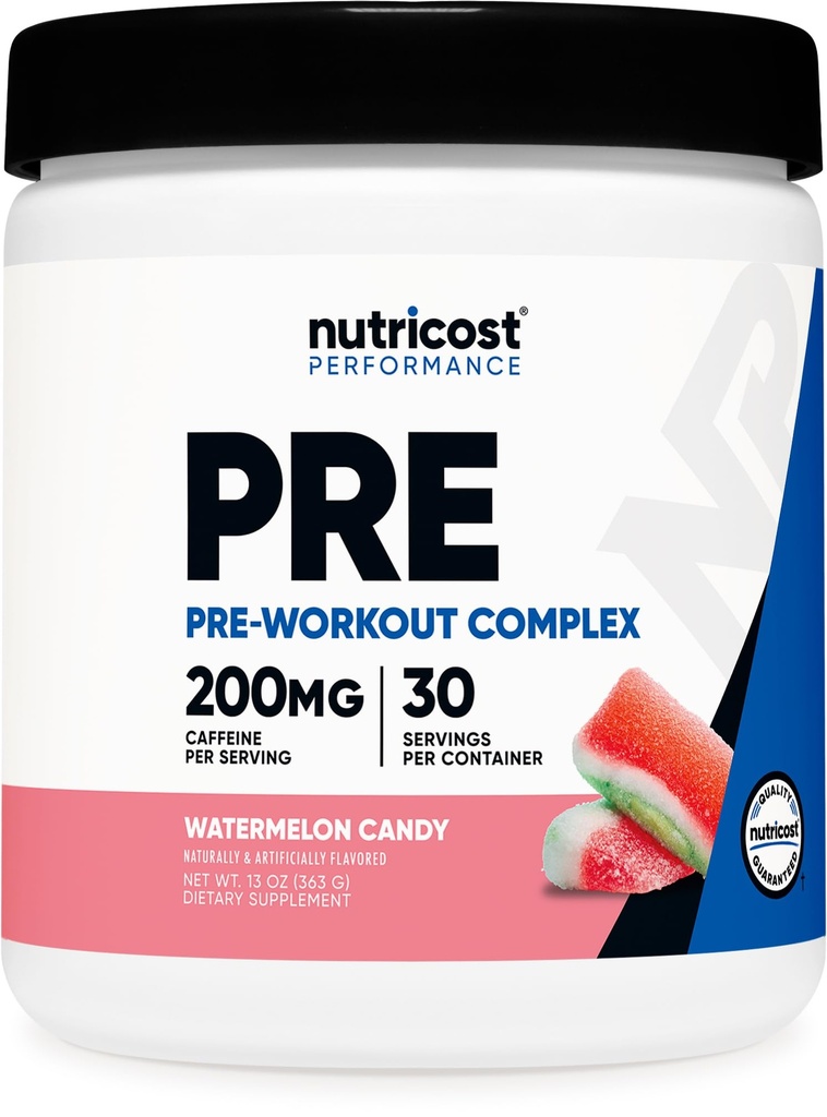 Nutricost Pre-World Powder (Watermelon Candy) 30 Serving - brez GSO, gluten-free, vegetarijanec