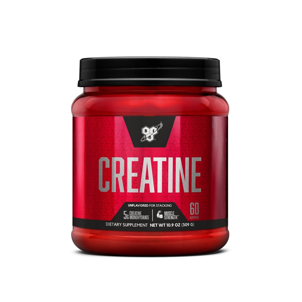 BSN mikroniziran kreatin monohidrat v prahu, nearomatiziran kreatin v prahu, mikroniziran, podpira mišice stavbe, podpira mišično moč, Gym dodatek, 5g na serviranje, 5000mg na serviranje, 60 Serving