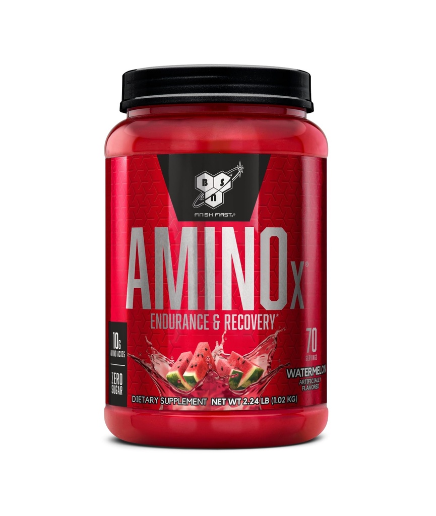 BSN Amino X Muscle Recovery & Endurance Powder, BCAAs, 10 Gram aminokislin, Keto prijazno, brez kofeina, podpora vzdržljivosti, nič sladkorja, lubenice, 70 obrokov, 35,84 Ounce (Packing May Vary)