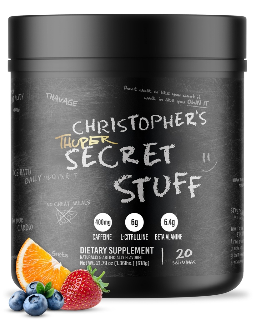 RAW Thuper Thavage Pre Workout Powder - High-Stim Pred-Wort z Creatine, Beta Alanine, L-Citrulin & Caffeine - Chris Bumstead Gym & Fitness dodatek za moške in ženske - Tajne stvari