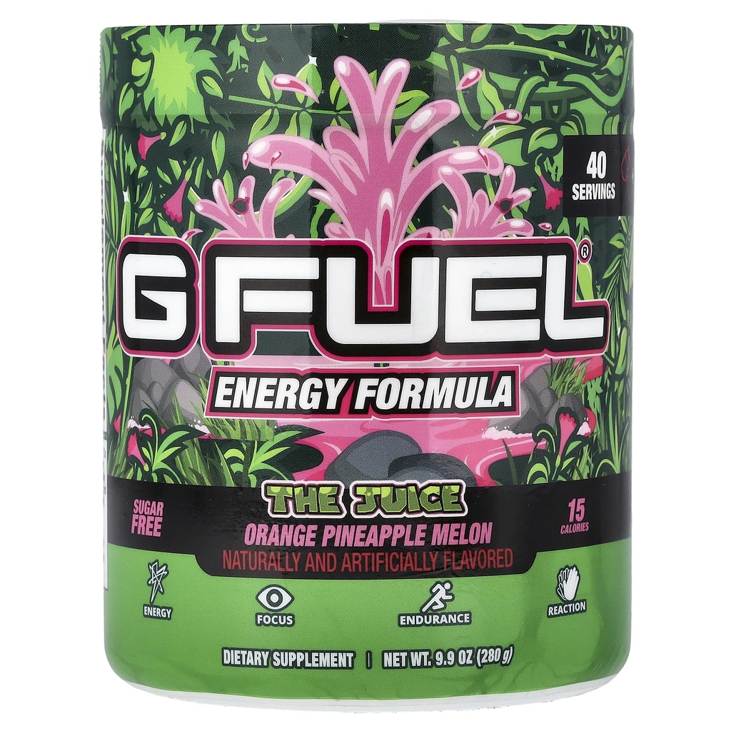 G Gorivo Energija soka 2.0 Powder, Pre Workout Kofein Mix for Gaming, Sugar Free Focus Amino, Vitamin + Antioksidanti, 9.9oz (Pineapple & Melon Punch, 40 Servings)