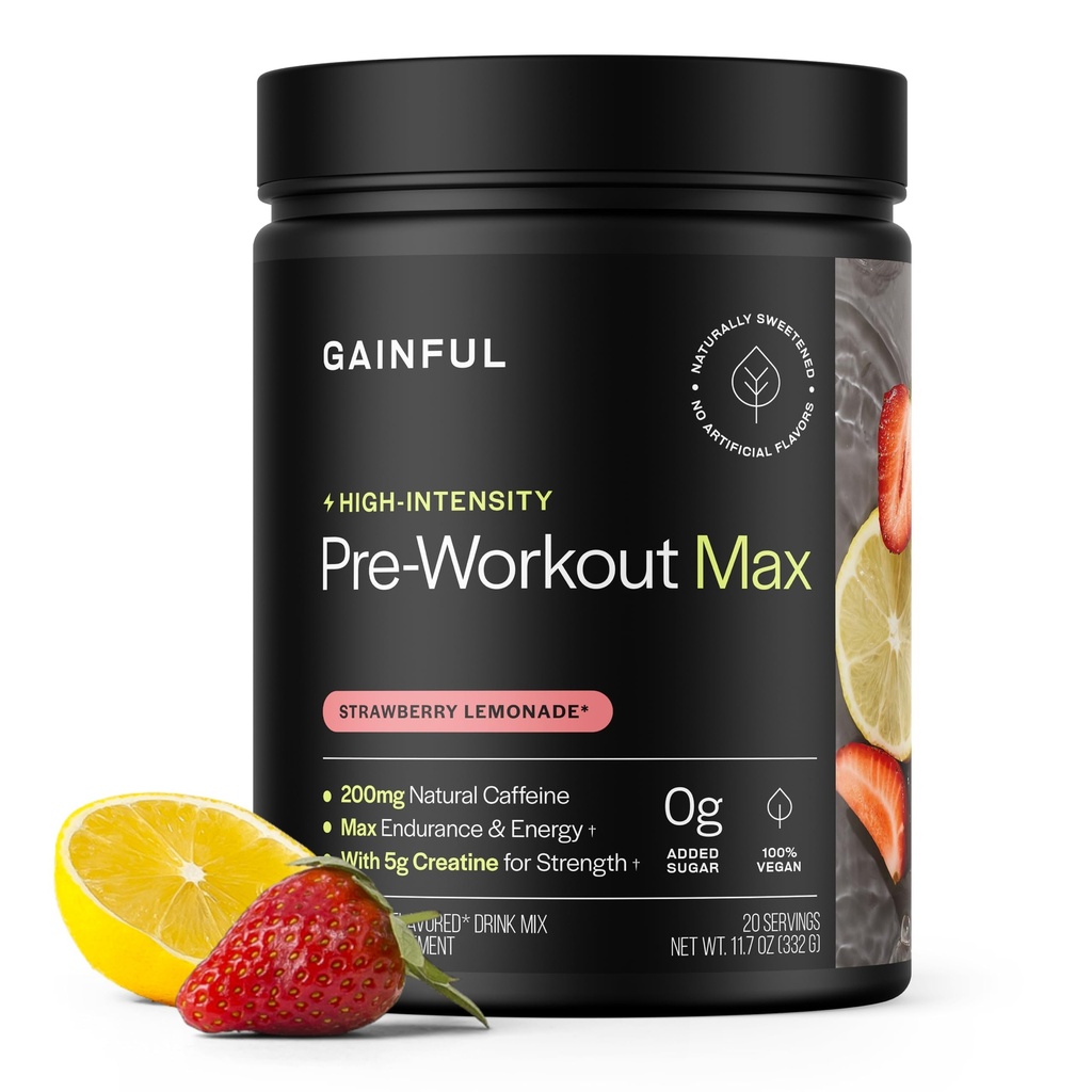 Pridobiti visoko intenzivnost Pre Workout Powder z 200mg kofeina, 5g kreatin, Jagodna limonada aroma, Podpira energijo, moč, vzdržljivost, & recovery, BCAA, Beta Alanine, L-citrulin, 20 Serving