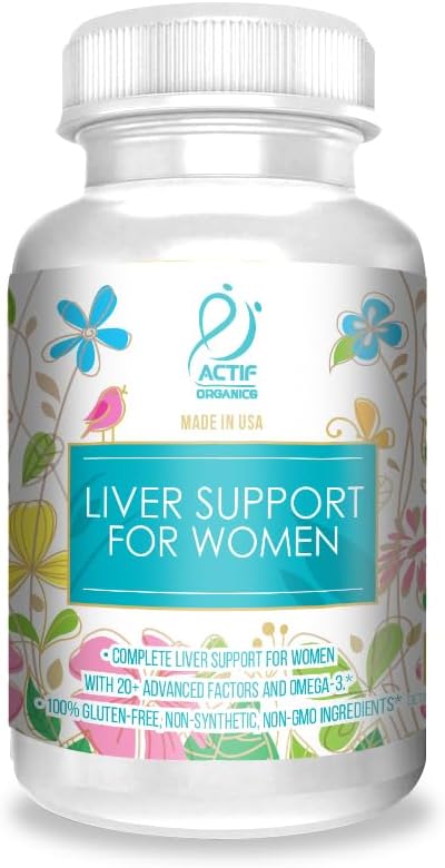 ACTIF Jetrna podpora za ženske z 20+ Napredni dejavniki in Omega-3 - Non GSO, Made in USA, 90 Count