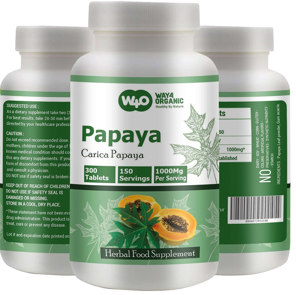 Papaya Leaf Extract kapsule (tablete) - 300 tablet, 150 Serving, 1000 mg, Podpira Platelet Imuniteta in Prebava* (Pack of 1)