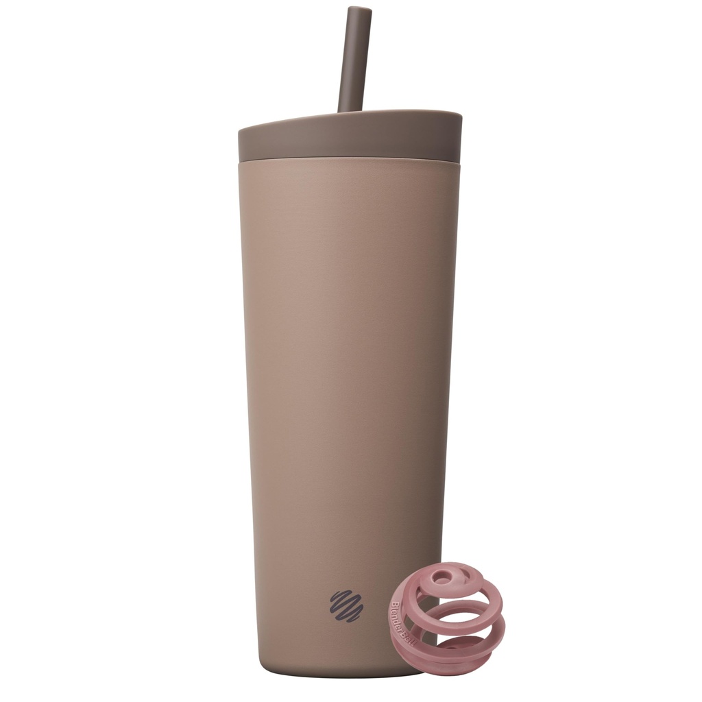 BlenderBottle 2-v-1 Insulirani nerjaveče jeklo Shaker Tumbler, Swig Leakproof Lid, Slam, BlenderBall, BPA Free, Za beljakovinske Shake, Smoothies, In Pre Workout, 24 oz, Brown (Cocoa)