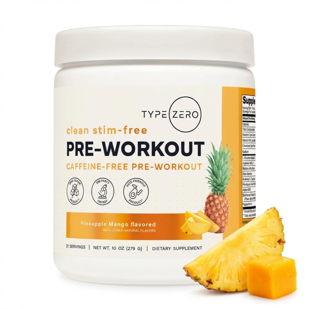 Tip Zero Clean Stim pred vadbo Powder + Dutric Oxide Booster z L-Citrulin Malate, Arginin AKG, Beta Alanine - Kofein & Stimulant Free - Anapple Mango Flavor, 21 Servisi