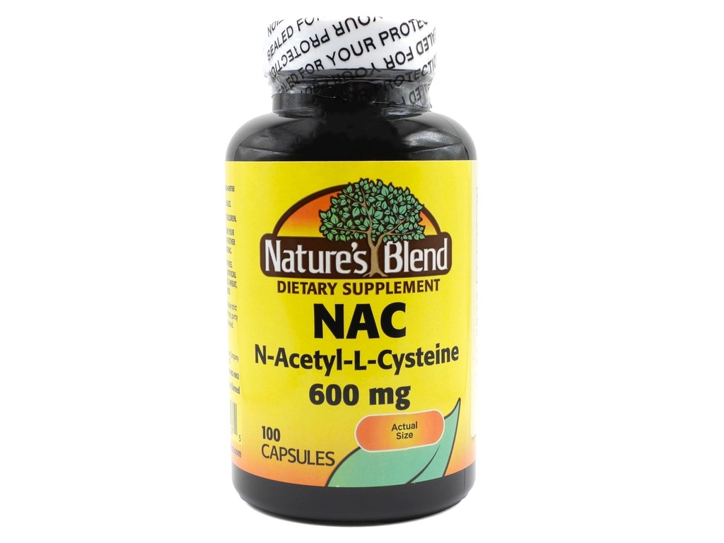 Naravna mešanica NAC dodatek N-acetil-L-Cystein 600 mg 100 kapsule - Imunska podpora, Antioksidant za celično zdravje