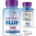 MAXLIFE NATURALS Pure Metilen Blue kapsule, Ultimate Metilen Blue farmacevtska stopnja 12mg - 60 Kapsule z vitaminom C Ester & NAC Glycine, podpira celično in kognitivno funkcijo, Made in USA