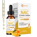 Tekoče NAC kapljice 1000 MG, NAC dodatek N-acetil cistein z R-Alpha lipojska kislina,NAC za otroke in odrasle, Imunska in antioksidantna podpora, zdravje jeter in pljuč, oranžna aroma, 0 sladkor, 2FL OZ