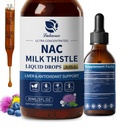 Lukaree Liposomal NAC Supplement N-acetil-L-Cystein 600mg z mlekom Thistle - NAC Aminokislinske kapljice w/Selenium za podporo jeter in ledvic*, pljuča, antioksidanti in imunske podpore*- Vegan, Non-GMO- 2oz