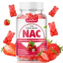 softbear NAC Gumies za otroke in odrasle, NAC dodatek 1000mg N Acetil Cysteine podpira zdravje pljuč in jeter, antioksidanti in imunski sistem, jagode aroma 60