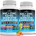 NOVA AGE NAC dodatek N-Acetil Cistein- z vitaminom D3, K2, cink, Quercetin, Triphala, Sarracenia Purpurea, Elderberry, Sveti Bazilij, Bee Propolis, Bromelain, L-Lysine - 120 grof