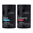 Sports Research® Antioksidant Support Pack - N-acetil L-Cysteine (NAC) 600mg, CoQ10 100mg Izboljšano w/kokosovo olje in bioperin - Vegan · Non-GMO · Gluten Free