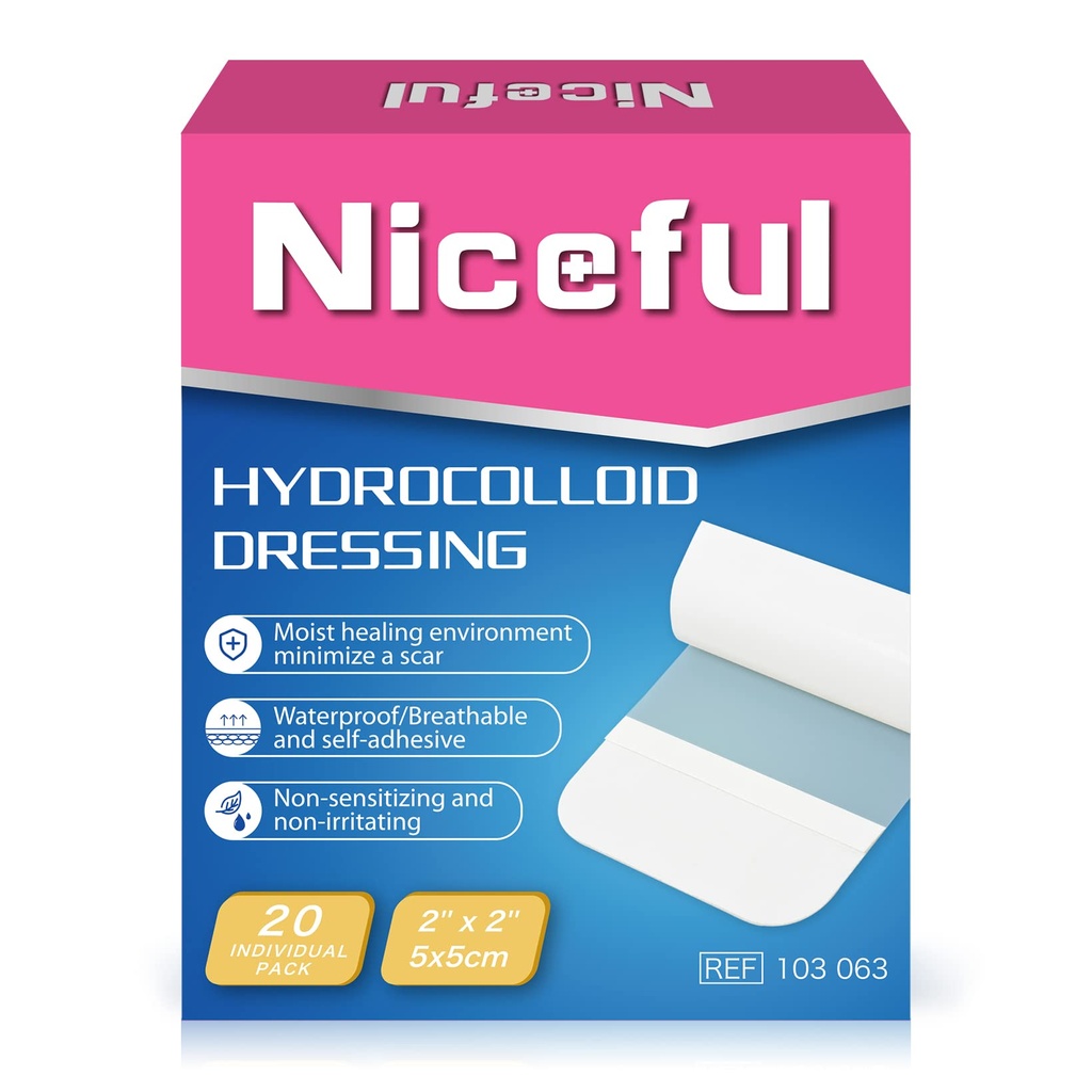20 Count Hydrocololoid Bandages 2" x 2", Rane obleko majhen Hydrocololoid Gel Bandages za rane, Rane zdravljenje posteljo boleče bandage