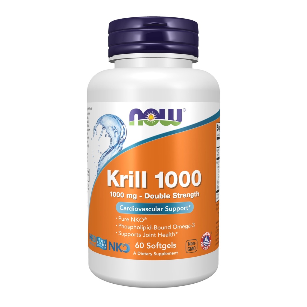 NOW Foods Supplements, Neptune Krill, Dvojna moč 1000 mg, Fosfolipid-Bound Omega-3, 60 Softgels