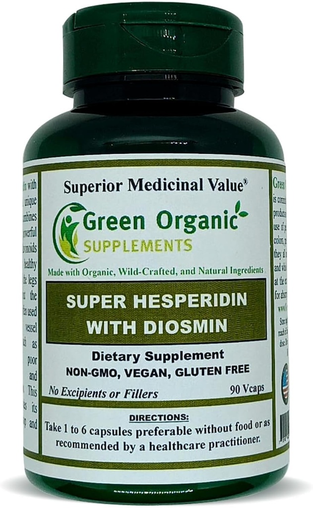 Green Organic Supplements Hesperidin, Diosmin, Narangin, Edinstvena Formula (Ročna, Ne-GMO, Vegan, & Gluten Free) (Enotna)