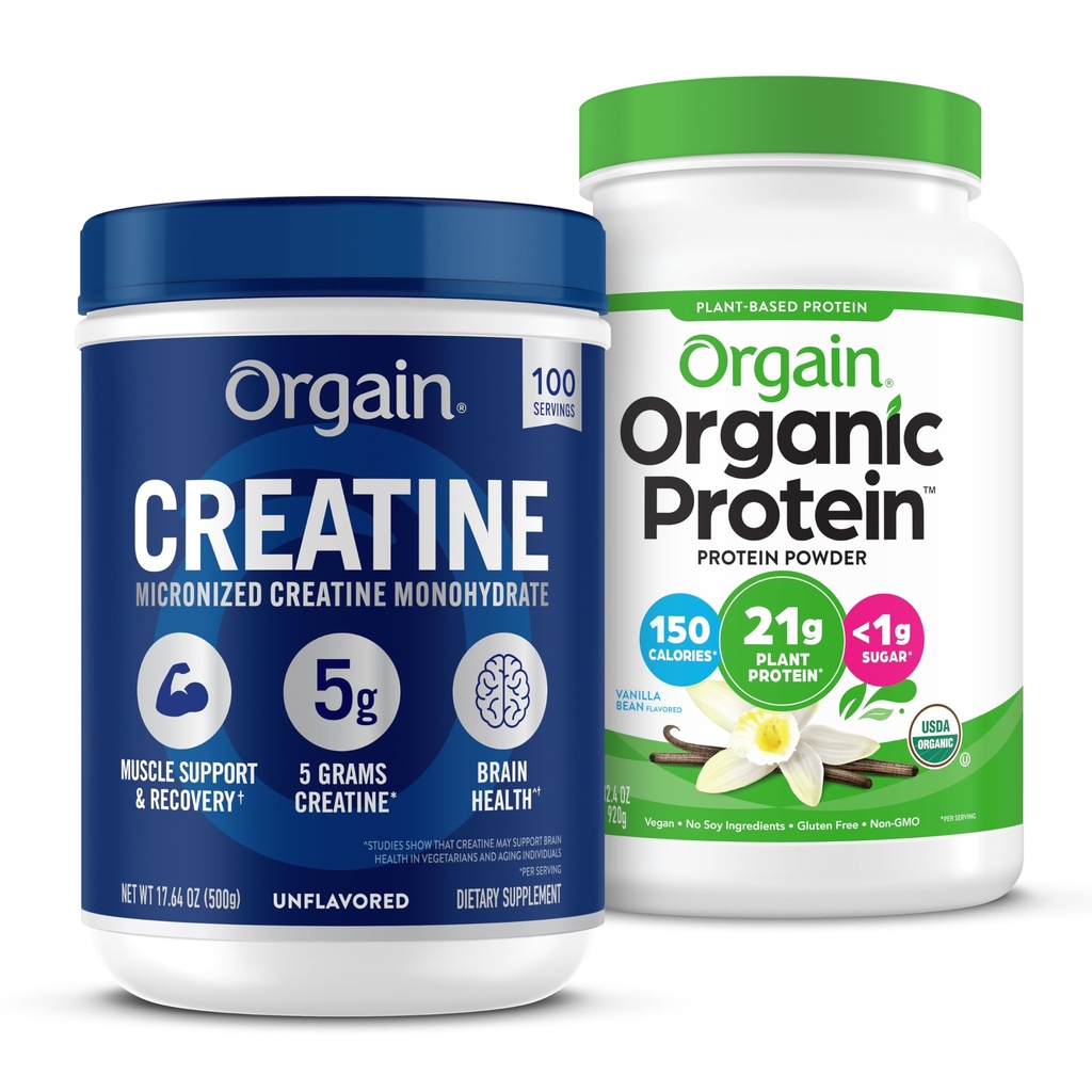 Orgatin Kreatin monohidrat v prahu 17.64 Oz (100 strežnikov) & organski vanilinski fižol v prahu 2.03 lb