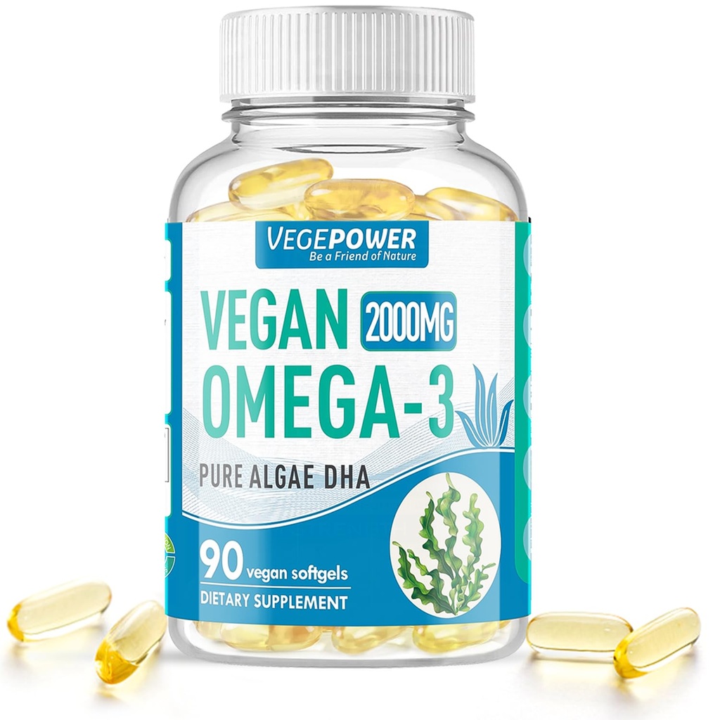 Vegan Omega-3 Algae DHA dopolnila - 2000mg Algae olje, na rastlinah osnovana prednatalni Algal DHA, 90 Carragenan Free Softgels - Sustainable Fish Oil Alternative podporo možganov, srca, oči, skupno zdravje