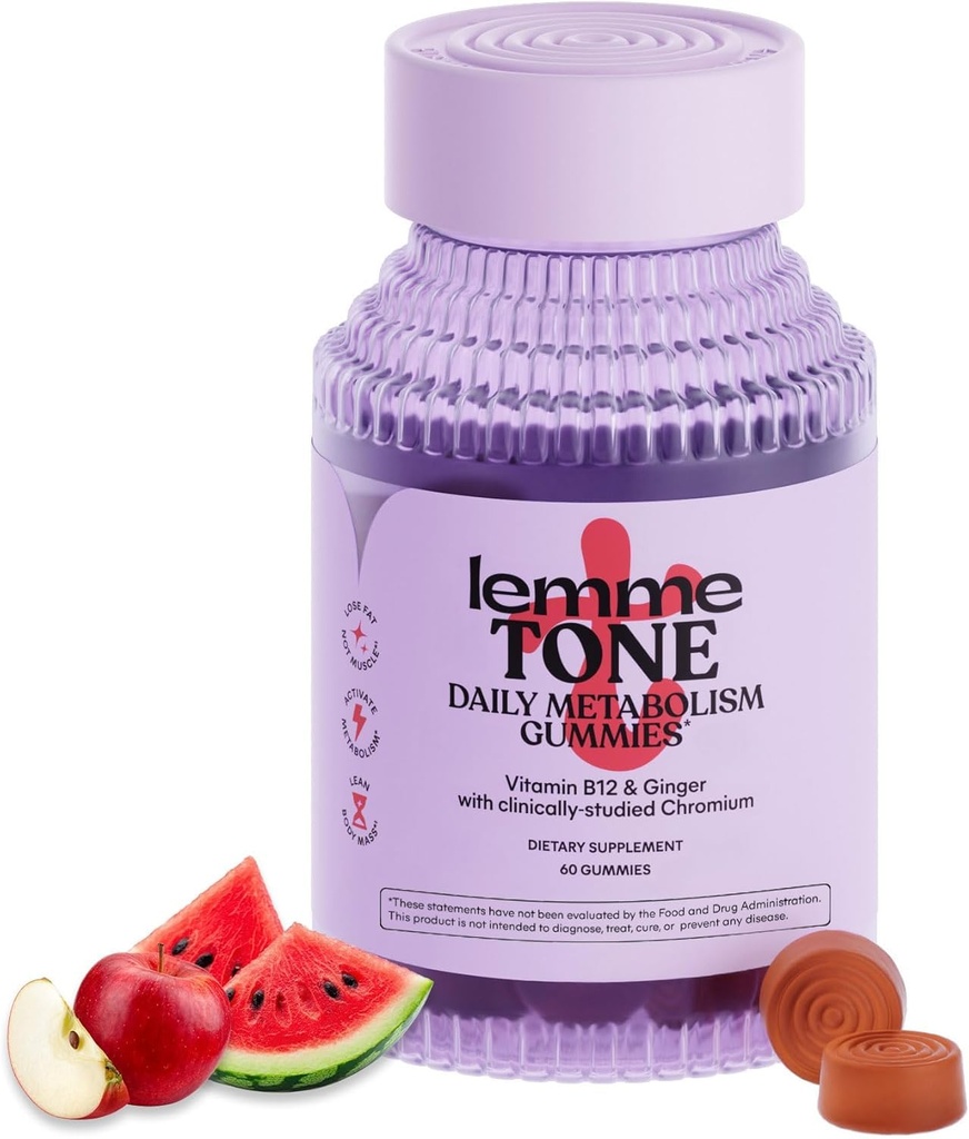 Lemme Tone Presnova Gumiji, Apple Cider kinar, klinično Študiran Chromium, B12, Izvleček ingver korenine, Spodbujanje Lean Body Mass, Watermelon Apple aroma (30 dnevna dobava)