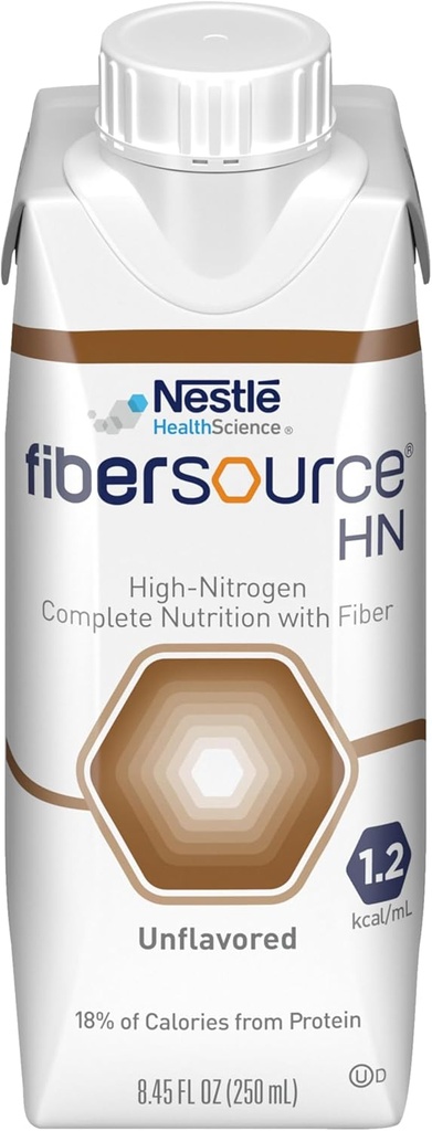 FIBERSOURCE HN, High Dušik Popolna prehrana z Fiber, Tube Feeding Formula (1,2 kcal/ml), Unflavored, 8.45 Fl Oz, Pack po 24