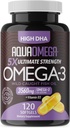 5X Ultimate Jakost Omega 3 ribje olje dopolnila z EPA in DHA Omega-3 Maščobne kisline in vitamin D, Burpless Fish Oil Omega3 z visoko DHA dodatki, Unflavored Omega3 dodatek, 120 Softgels