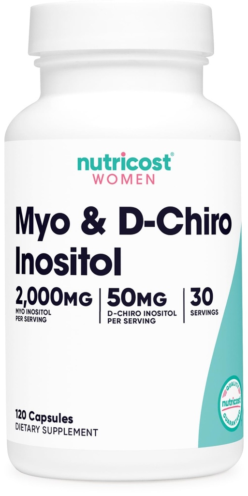 Nutricost Myo Inositol & D-Chiro Inositol za ženske 2000mg, 120 kapsul, 2000mg Myo & 50mg D-Chiro na strežbo, 30 služabnikov, vegetarijansko prijazno, brez GMO & Gluten
