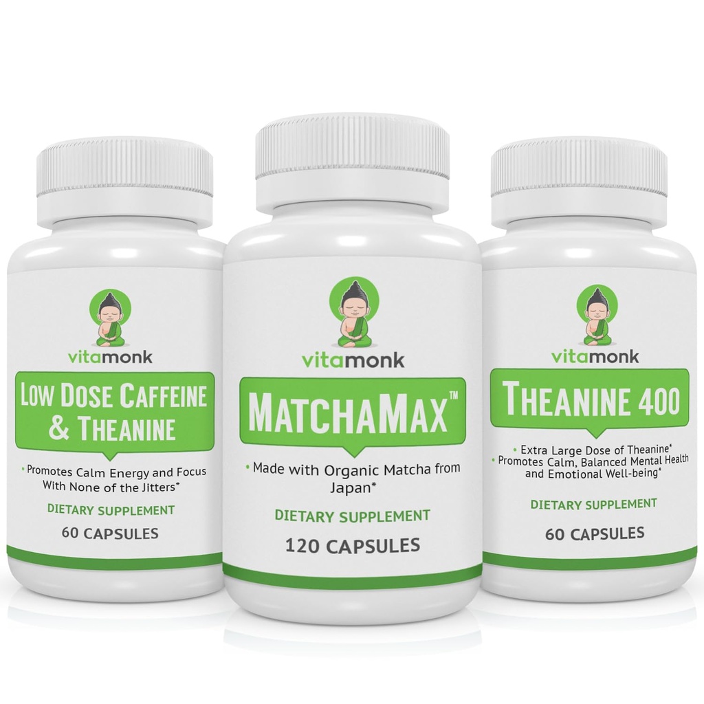 VitaMonk Matcha, Kofein z majhnim odmerkom in Theanine paket - mirna, osredotočena energija brez Jitters