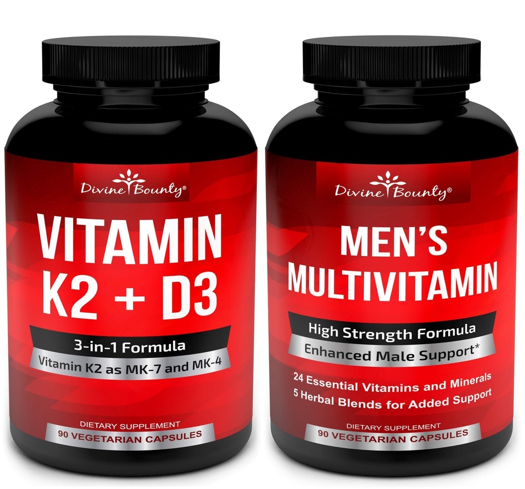 Božanski Bounty Vitamin K2 z D3 & moški multivitaminski paket
