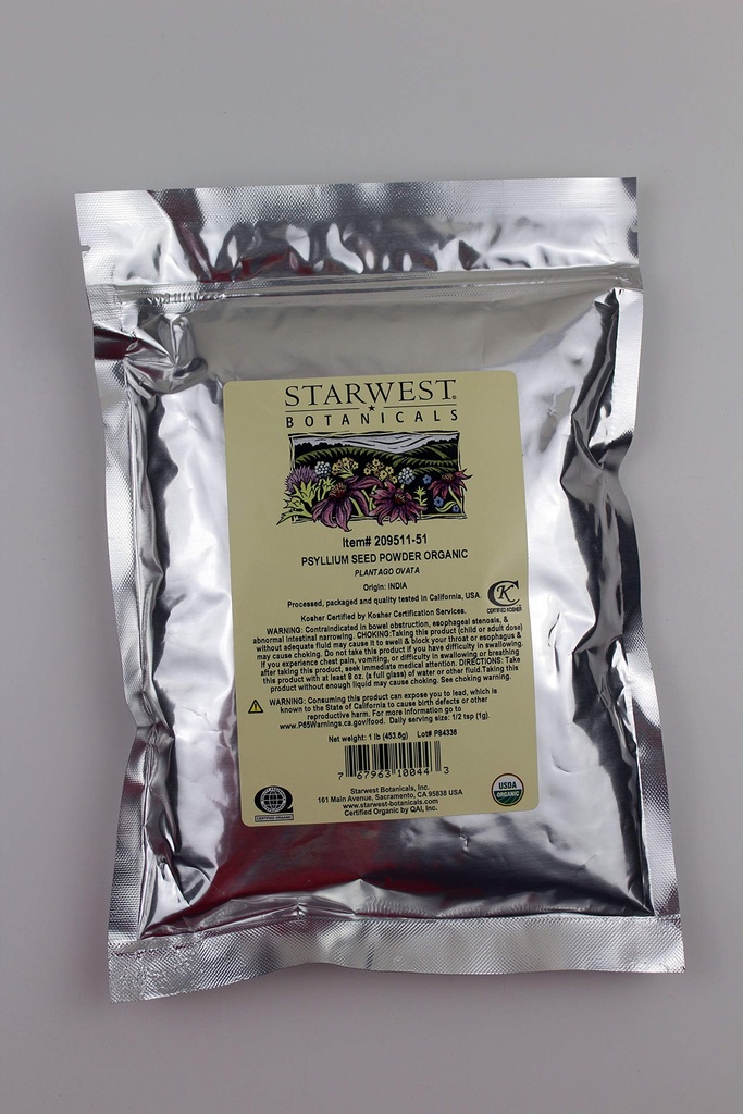 Starwest Botanicals Organic Psylium Seed Powder, 1 funt