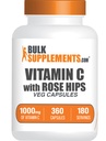 BulkSupplements.com Vitamin C z Rose Hips Kapsule - Askorbinska kislina Supplemnet, Rose Hips za imuno podporo - Vegan, 2 kapsuli na serviranje (1000mg), 360 Število (Pack po 1)