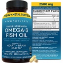 Trojna moč Omega 3 ribje olje dopolnilo za moške in ženske – 2500 mg visoko potenco, Easy-to-Absorb Reesterificiran Triglicerid obrazec, Pescatarian-prijazno DPA EPA DHA Omega 3 dodatek, 180 Softgels