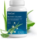 AloeCure Natural Melatonin + Kolagen z organsko Aloe Vera - Naravni dodatek za pomoč pri spanju za mirne noči - Kolagen kompleks za skupno moč, elastičnost kože, rast las in nohtov, 30 kapsul