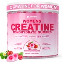 Kreatin za ženske, Kreatin monohidrat Gumiji s kolagenom, BCAA, L-karnitin & tavrin, Jagodna aroma, energijski kreatin dodatek za mišično moč, energijska okrepitev, sladkor brez, 120 Count