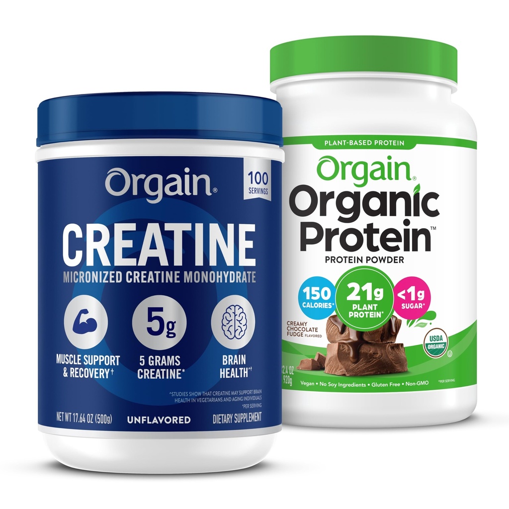 Orgatin Kreatin monohidrat v prahu (17,64 Oz, 100 Serving) & organski čokoladni sladkor v prahu (2,03 lb)